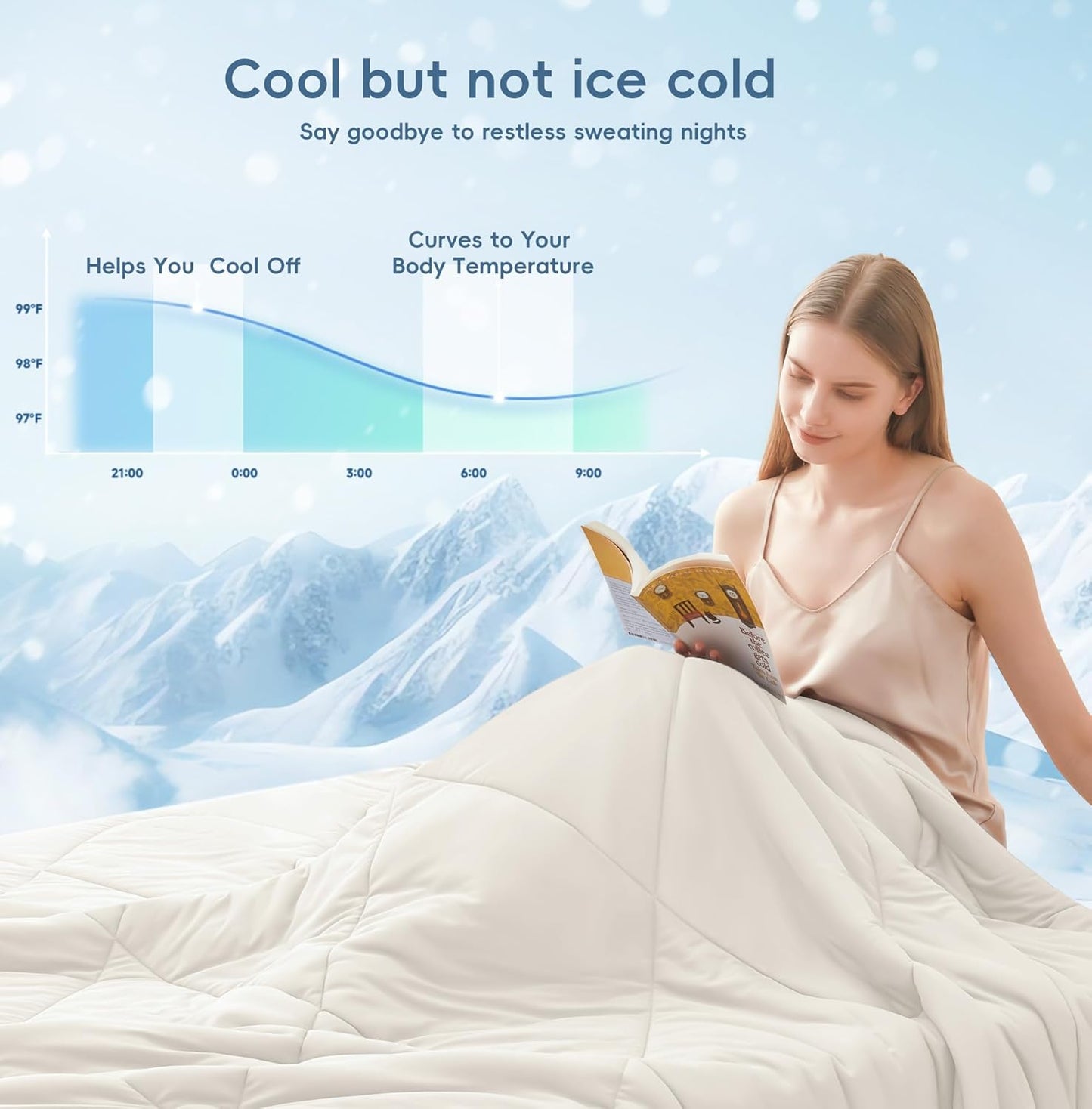 MASVIS Cooling Comforter Twin Size - Beige Lightweight Summer Cooling Blanket for Hot Sleepers Night Sweats, Double-Sided Cool Touch Soft Breathable Comforters, Q-Max 0.4 Cold Tech Ice Blanket 68"x90"