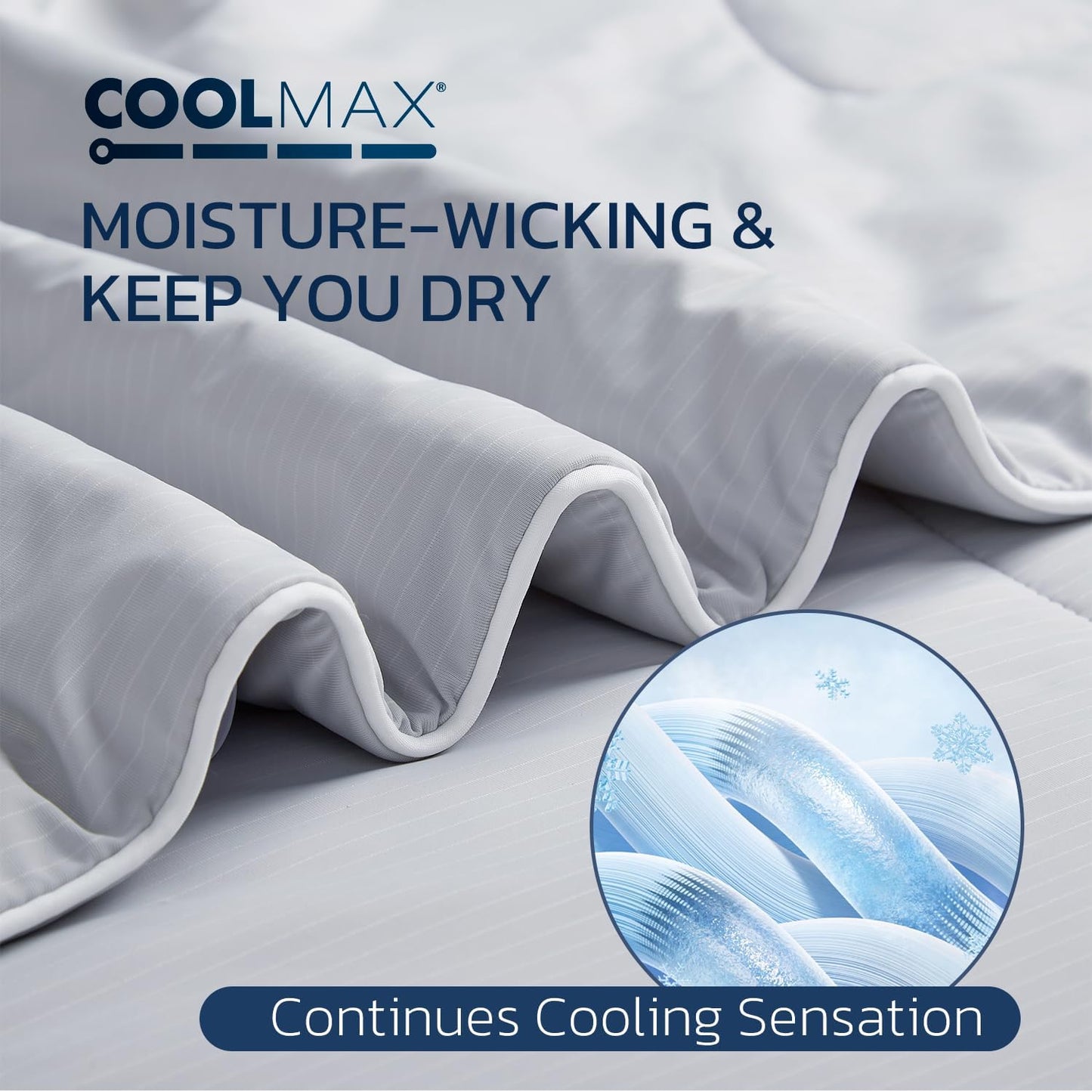 Degrees of Comfort Twin Cooling Comforter, Cooling Blanket for Hot Sleepers, Moisture-Wicking & Breathable, Upgraded Dual-Sided with Coolmax, Q-MAX＞0.4, 60 x 90 Inch, Grey