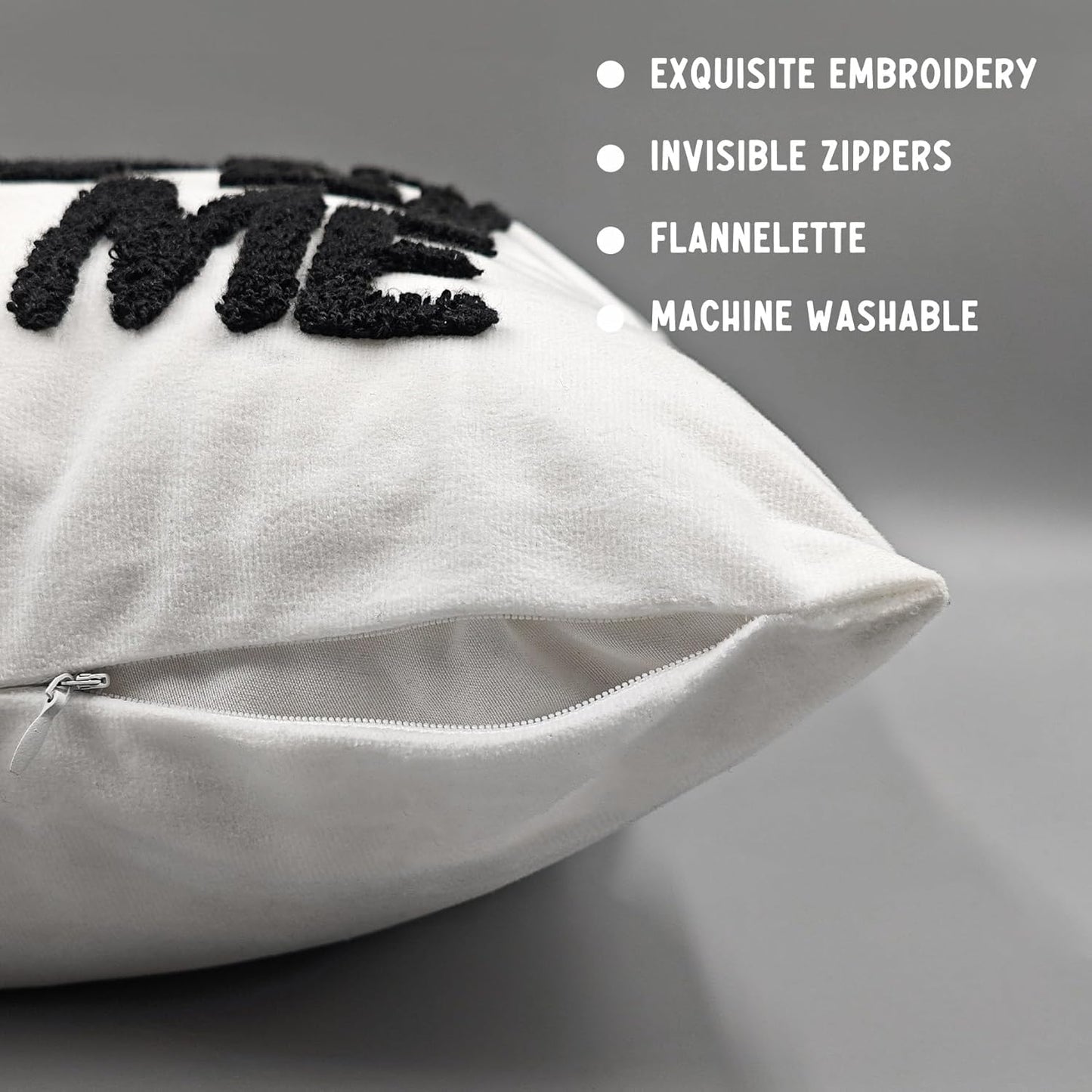 Hug This Pillow Until You Can Hug Me Throw Pillow Covers Decor for Home Bedroom, 18'' x 18'' Embroidery Pillow Case, Boyfriend Girlfriend Birthday Gifts，Long Distance Relationships Gifts (white)