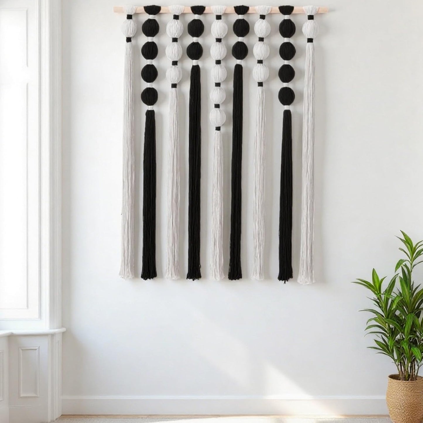 HYVAKUPPA Macrame Wall Hanging Large Boho Woven Tapestry Wall Decor Yarn Art Bohemian Handwoven Sphericity Cotton Textile Tapestry for Living Room Bedroom