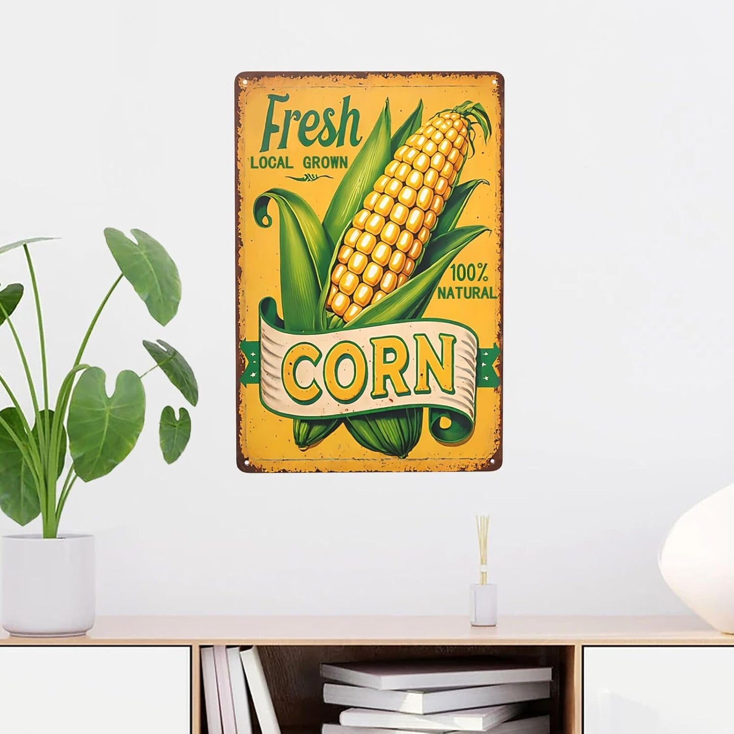 Corn Vegetable Garden Metal Tin Sign, Retro Iron Fresh Corn Sign, Suitable for Hamburgers, Fast Food, Bakeries, Cafes, Restaurants, Convenience Stores, Shops,Home,Supermarket Decor