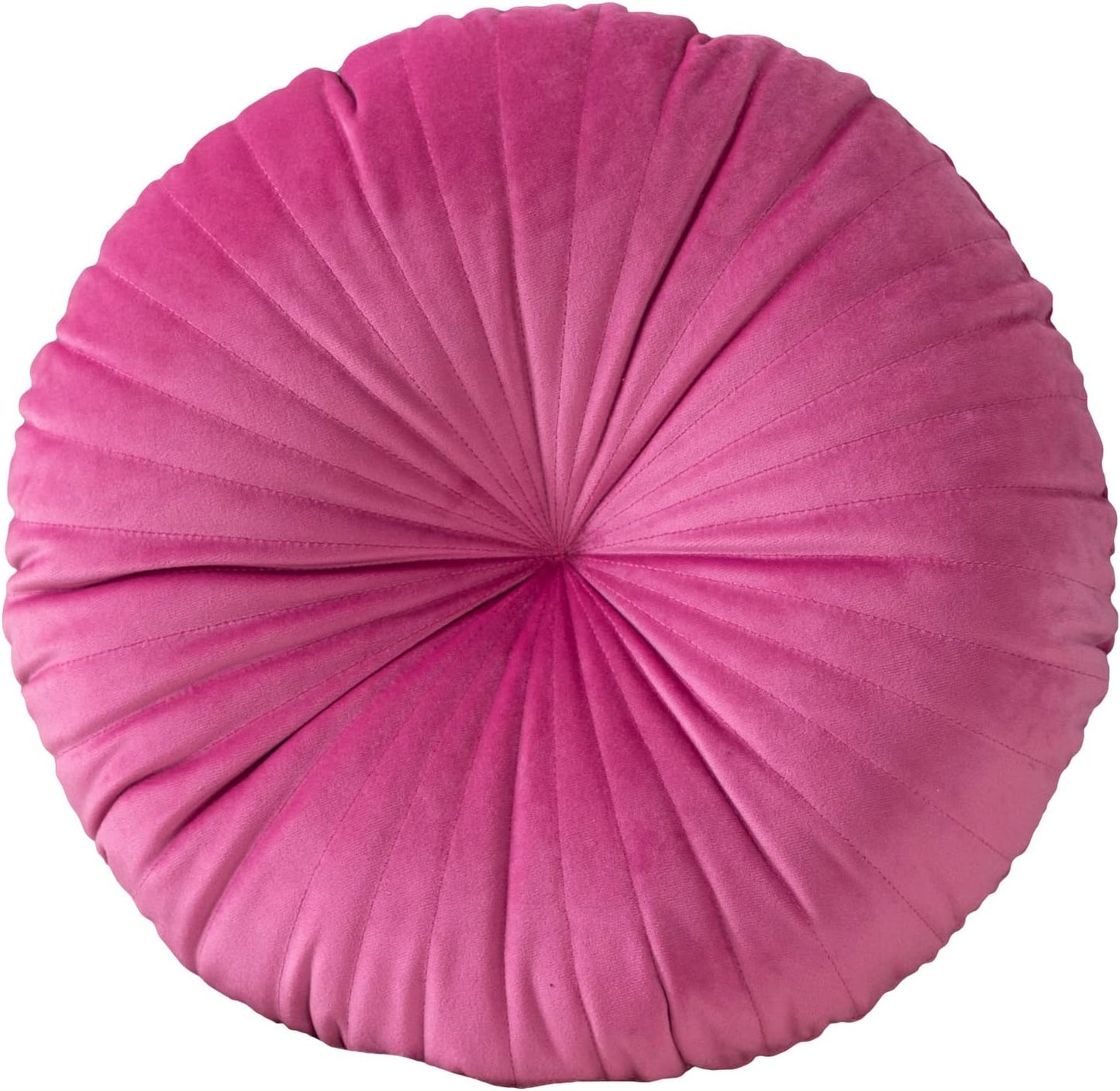 HLOVME Round Pillow Cushion for Couch Velvet Decorative Small Throw Pillow Solid Color for Living Room Bed Floor 15.7”, Hot Pink