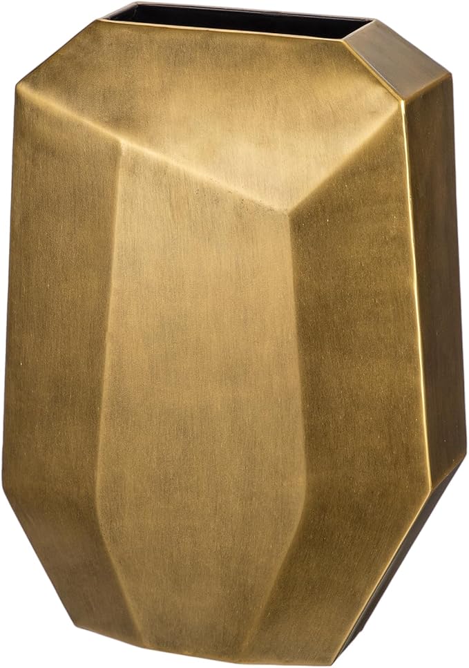 16"" Tall Geometric Vases, Home Décor Gold Modern Rectangular Vases with Angular Front and Back, Contemporary Industrial Metal Vases for Office Home Resto Café Decoration, Bronze