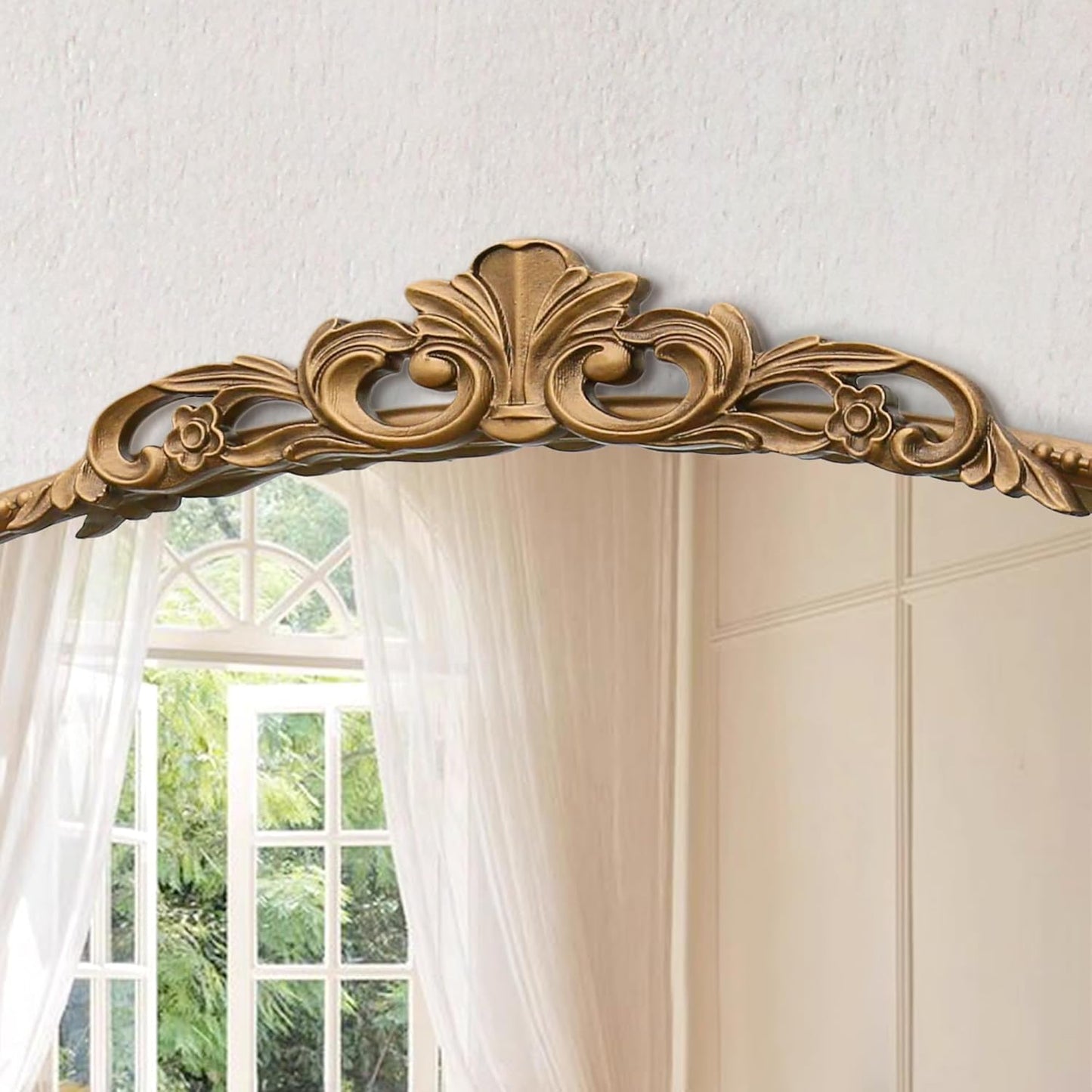 Micasso Vintage Wall Gold Mirror: 24"x 32" French Baroque Antique Mirror - Traditional Ornate Decorative Arched Mirrors for Wall/Bathroom/Entryway/Fireplace/Hallway - Home Decor for Living Room