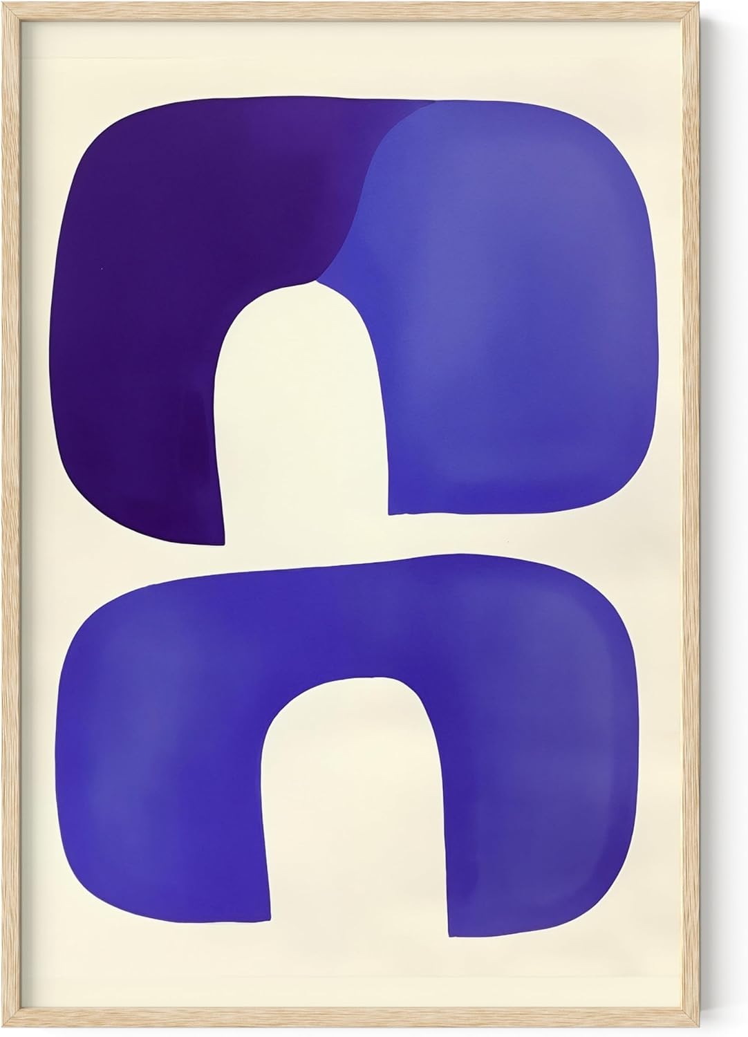 HAUS AND HUES Modern Abstract Wall Art - Blue and Green Living Room Art, Modern Artwork for Walls, Minimalist Picture for Living Room(Blue Tribal Shapes, Beige Frame, 24x36)