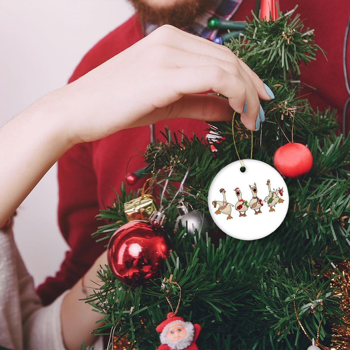 Goose Christmas Tree Ornament, Decorative Hanging Decor and Gift