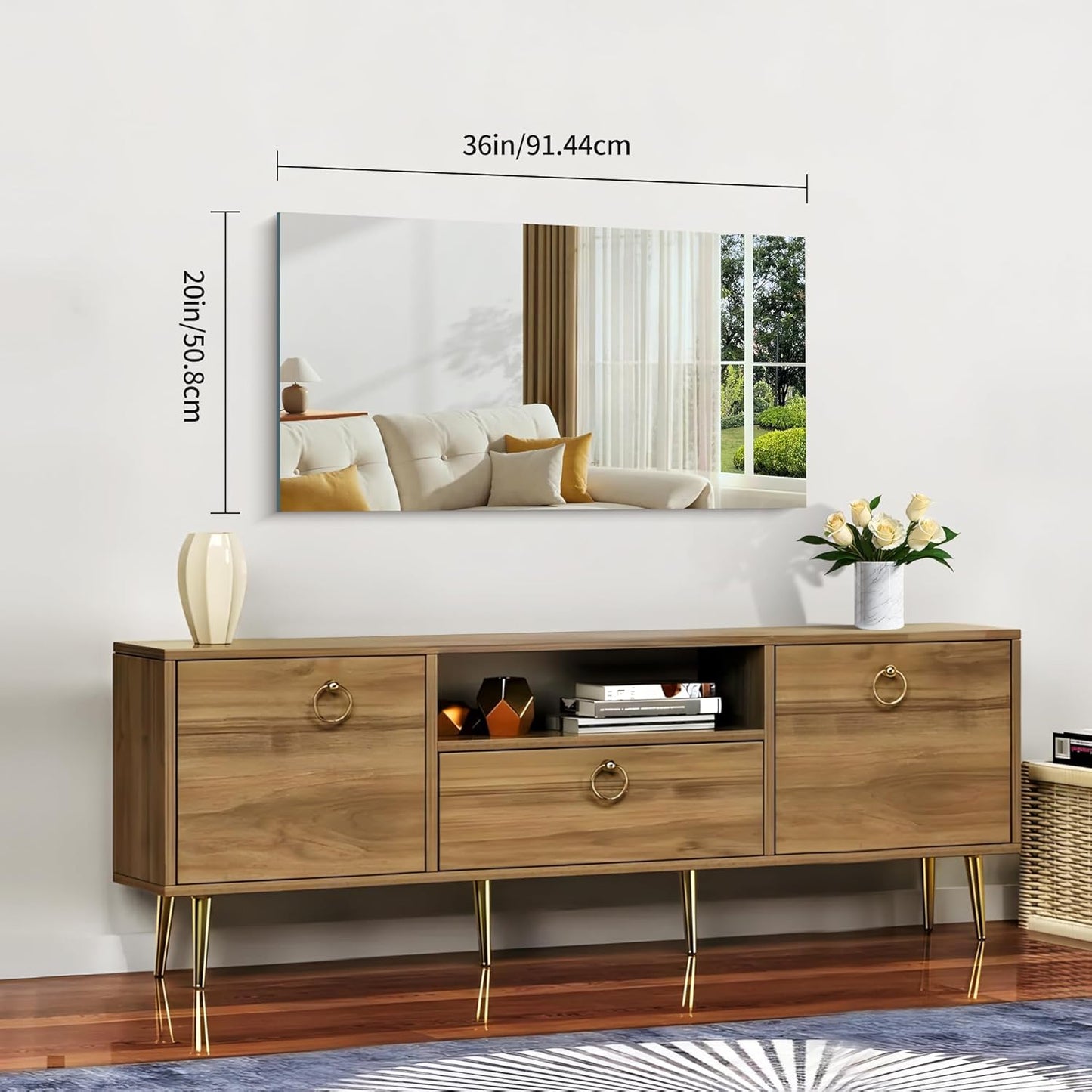 Frameless Mirror, 20x36 Inch Bathroom Mirrors for Wall, Rectangle Bathroom Vanity Mirrors with Polished Edge, Hangs Horizontally or Vertically for Bathroom, Bedroom and Living Room