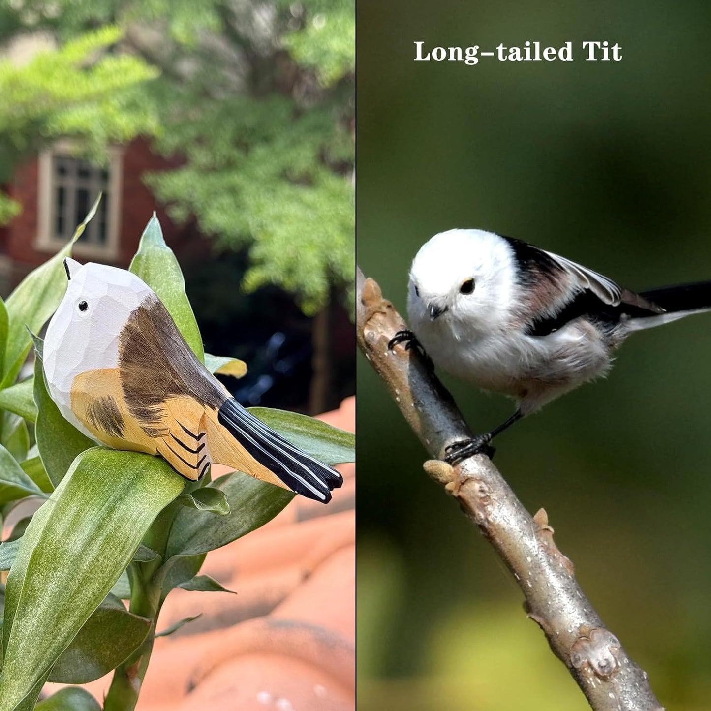 LWINGFLYER Hand-Carved Wooden Bird Figurines for Christmas Decoration, Artificial Bird Statue,Gift for Bird Lovers, Carved Small Animal Ornament Christmas Home Decor