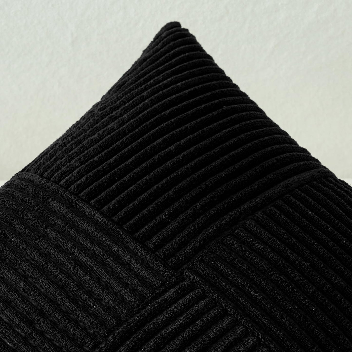 MIULEE Black Corduroy Pillow Covers Pack of 2 Boho Decorative Spliced Throw Pillow Covers Soft Solid Couch Pillowcases Cross Patchwork Textured Cushion Covers for Living Room Bed Sofa 12x24 inch