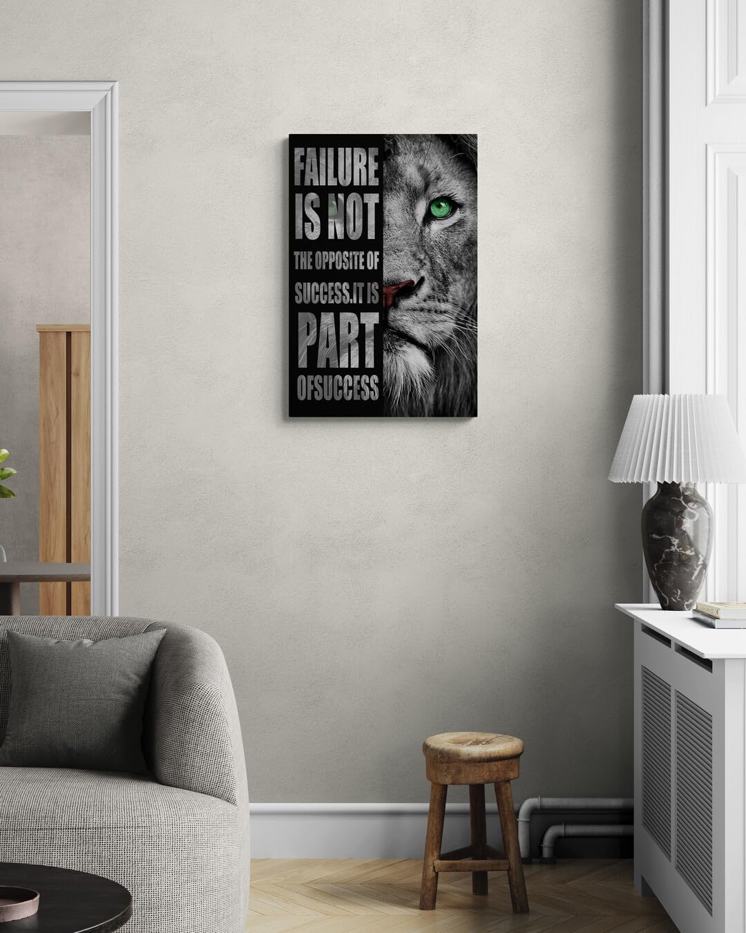 GoForArt Inspirational Canvas Wall Art, Motivational Animal Success Words Motto Office Bedroom Poster Print, Modern Lion Positive Dorm Room Wall Decor 12x18in