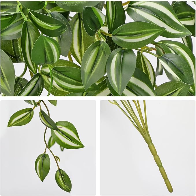 DILATATA Fake Hanging Plants Artificial Hanging Plants 22" Faux Wandering Jew Hanging Leaves Plants for Wall Shelf Home Indoor Outdoor Decor - 5 Pack