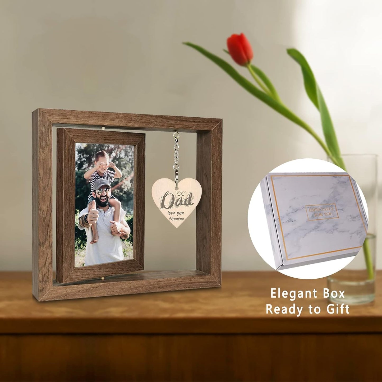 Dad Love You Forever Gifts from Daughter Son Dad Picture Frame for Birthday Father's Day Christmas, Display Two 4x6