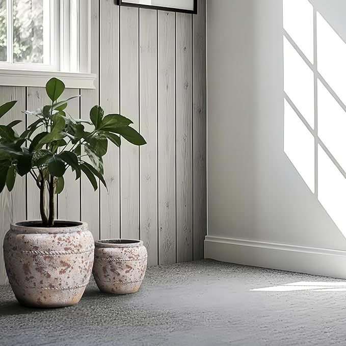Yundu Concrete Planter Set of 2, The planters for Indoor Plants, 12.5 & 8.5 inch pots for Plants, Plant pots Indoor with Drain Hole, Modern décor for Home, Office and Other Indoor and Outdoor Décor