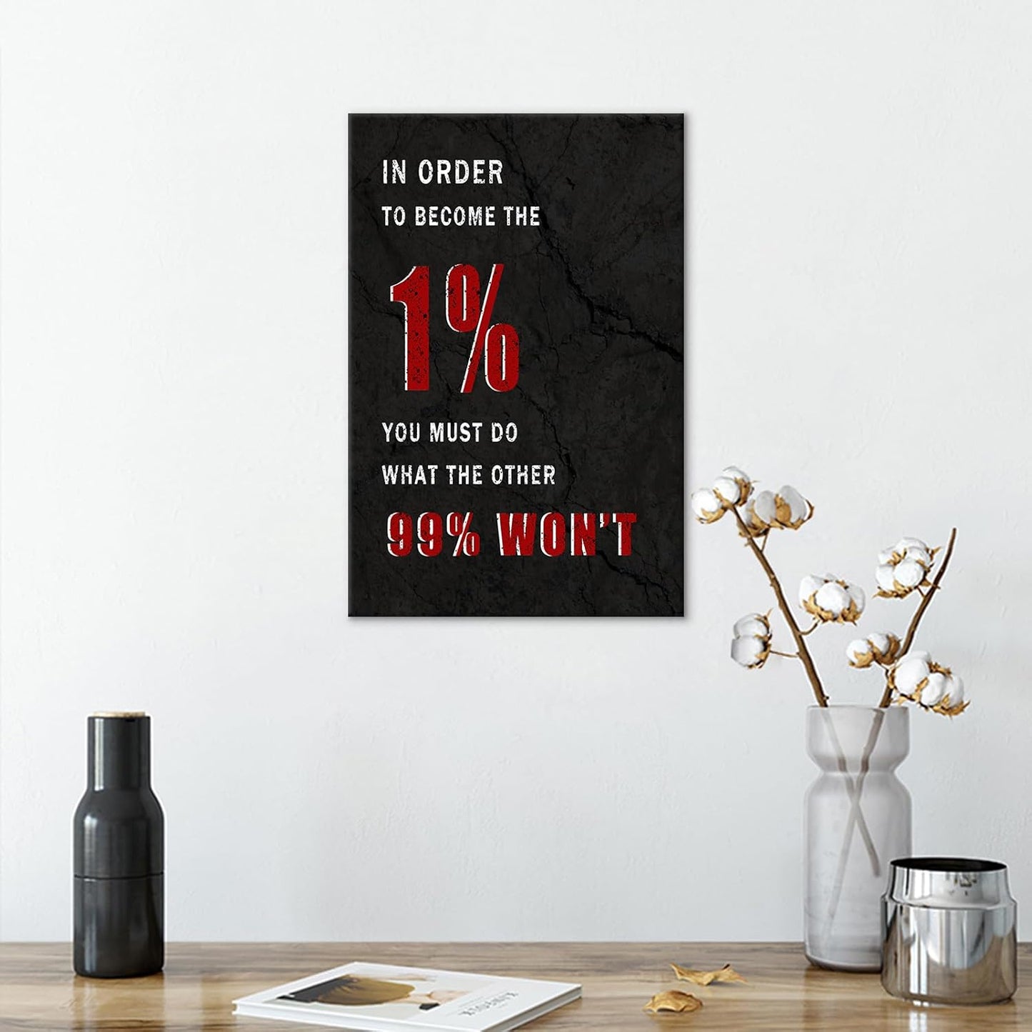 DINGFUN Motivational Signs Canvas Wall Art Home Decor Inspirational Quotes Painting Poster Inspiring Print Artwork for Modern Home Bedroom Office Gym Picture Decoration Ready to Hang [12''W x 18''H]