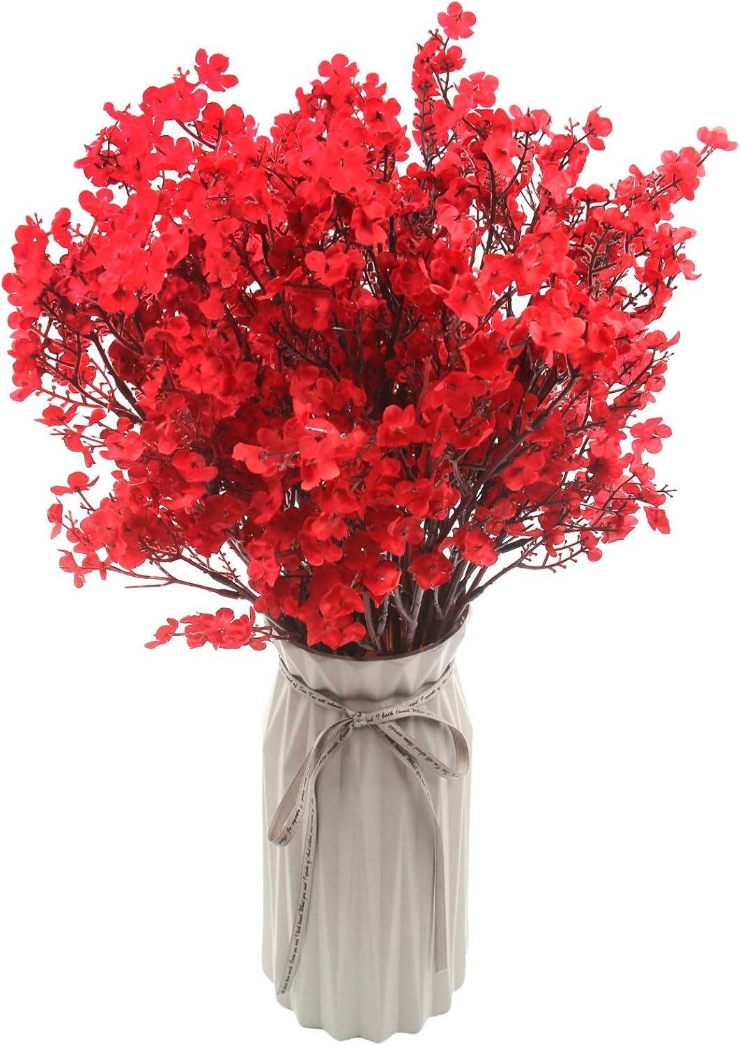 Hananona 10 Pcs Babys Breath Artificial Flowers Real Touch Fake Red Flowers Silk Plants for Christmas Home Decor Indoor Floral Arrangement Table Centerpieces Halloween Decor (Red, 10)
