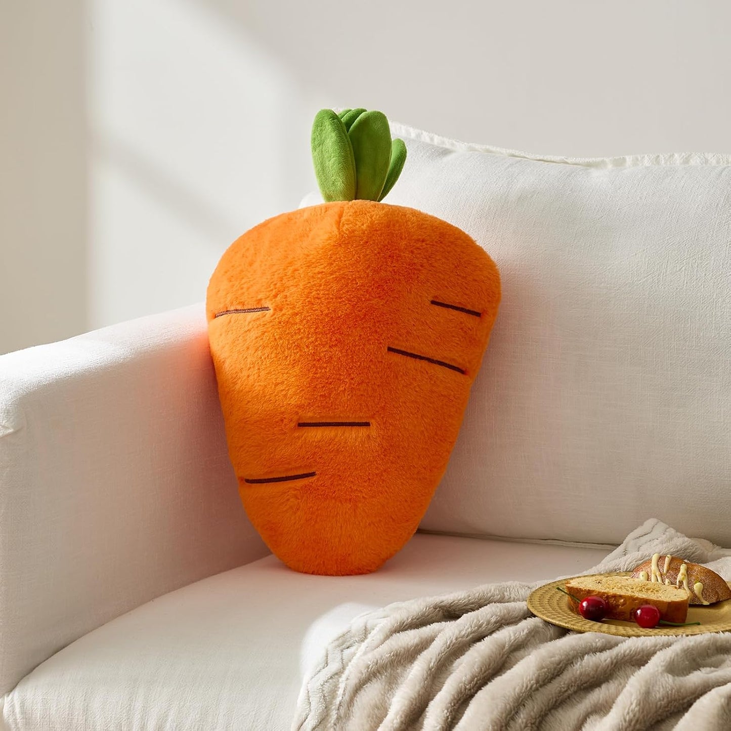 GIGIZAZA Throw Pillows Cute Fruit Pillows Decorative Aesthetic Fun Pillow for Bedroom Cushions Unique Farmhouse Couch Throw Pillow 18 Inch Funky Carrot Pillows