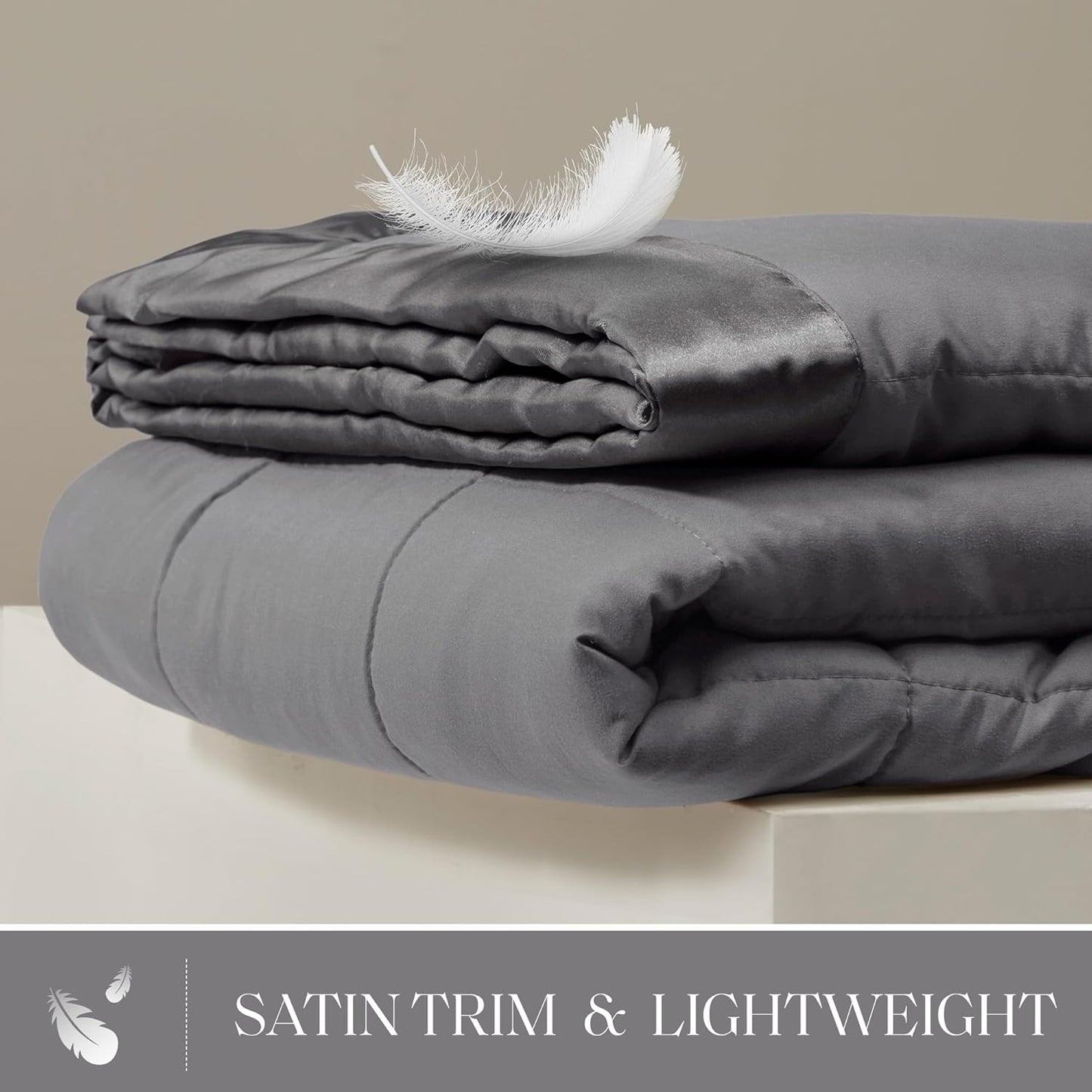 Madison Park Windom Down Alternative Blanket, Premium 3M Scotchgard Moisture Wicking Treatment, Lightweight and Soft Bed Cover For All Season, Satin Trim, Charcoal Twin