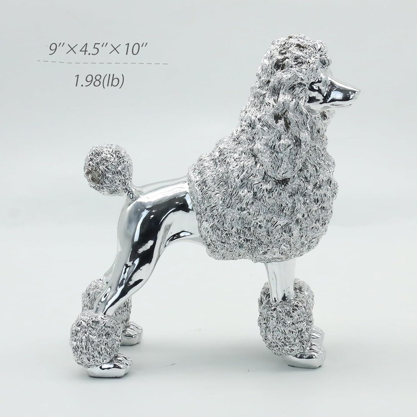 Lukitas Standing Sliver Poodle Sculpture Decor, Decorative Dog Statue, Animal Ornament for Garden Home, Resin 10''