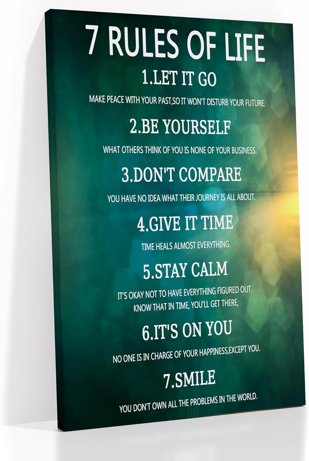 Inspirational Canvas Wall Art 7 Rules of Life Motivational Entrepreneur Quotes Poster Print Picture Painting Artwork for Modern Home Study Room Bedroom Wall Decoration Ready to Hang [12''Wx 18''H]