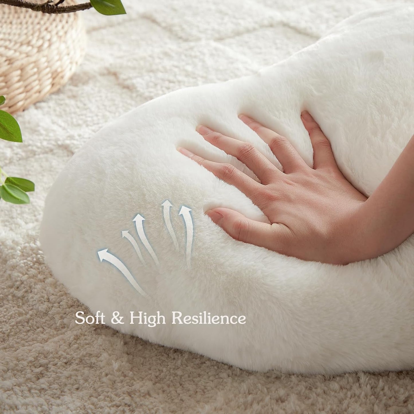 EastTree Heart Pillows, White Heart Shaped Pillows, Love Throw Pillows Gifts, Ultra Soft Faux Rabbit Fur Small Cute Pillows, Women Girls Kid Room Decor 10x13 Inch