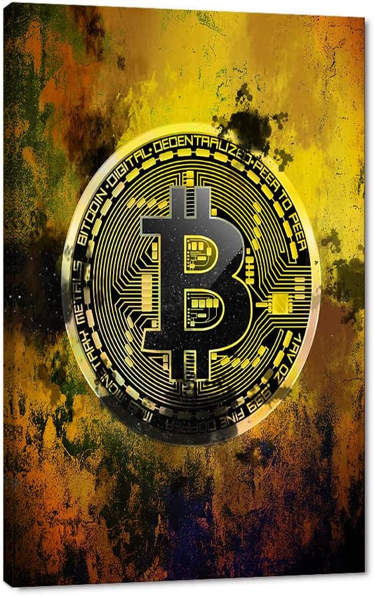 Bitcoin Canvas Wall Art Motivational Hodl Crypto Btc Posters Modern House Inspiration Office Decor Motivation Inspire Cryptocurrency Trader Hodler Inspirational Prints Artwork Decorations(28"Wx44"H)