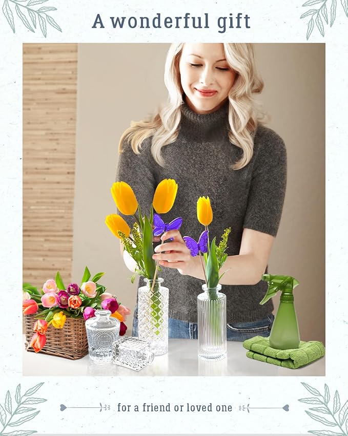 Yirilan Bud Vases Set of 32 PCS, Small Flower Vases for Table Centerpieces, Mini Vases for Single Stem Flowers, Glass Vases for Centerpieces, Wedding & Home Decor, Clear