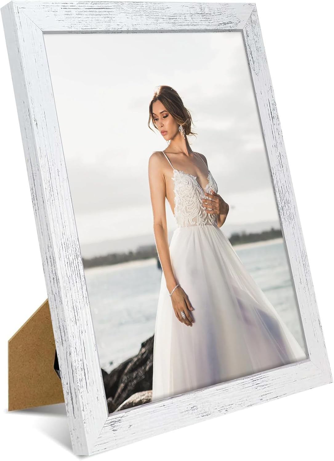 iRahmen 8.5x11 Picture Frame Set of 2, Distressed White Certificate Frame with Real Glass, Wood Photo Frames 8.5 x 11 Diploma Document for Wall Hanging and Tabletop Display