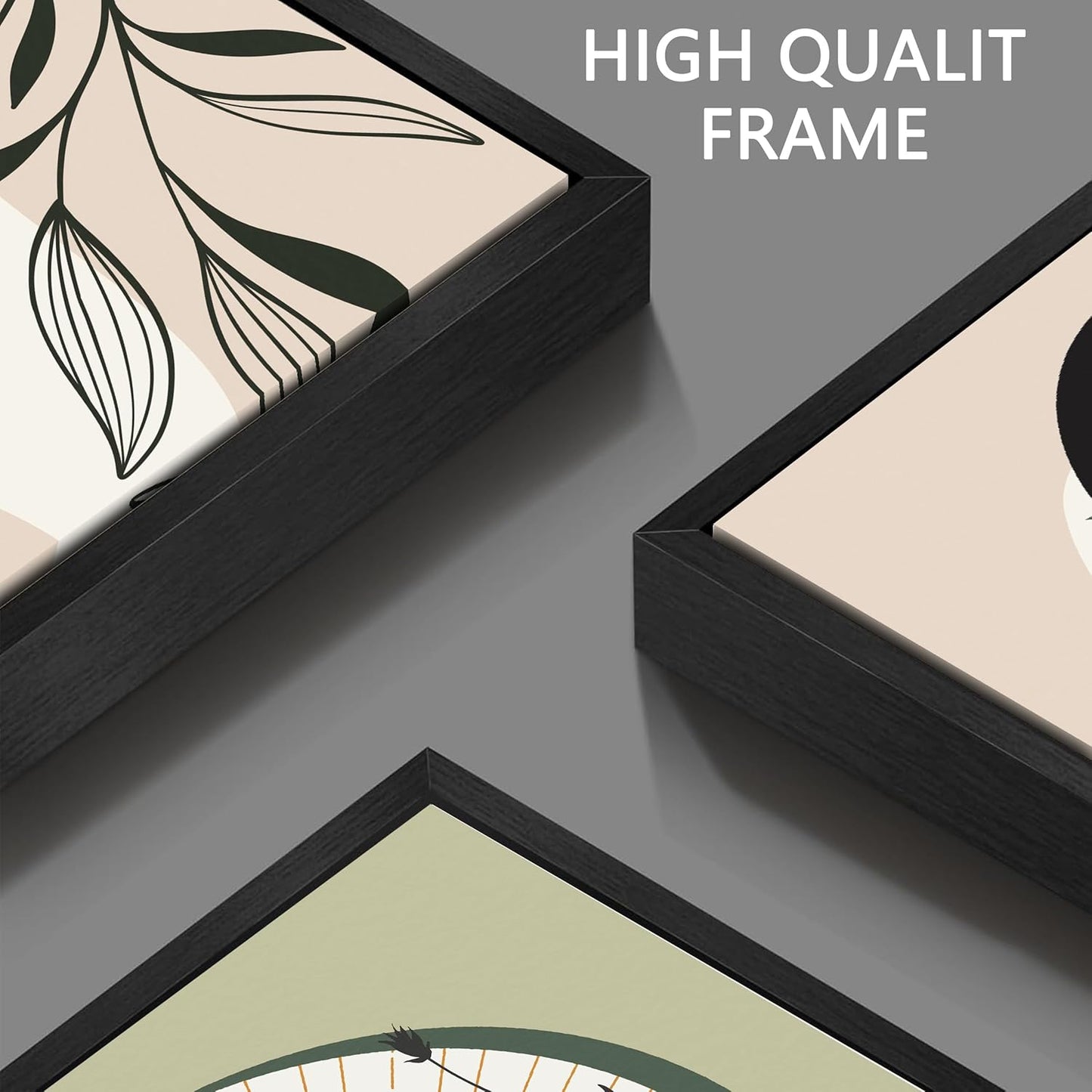 Green Boho Artwork for Walls Bohemian Wall Decor for Bedroom Plant Wall Art for Living Room with Black Frame Size 20 x 30 Inch 3 Panels