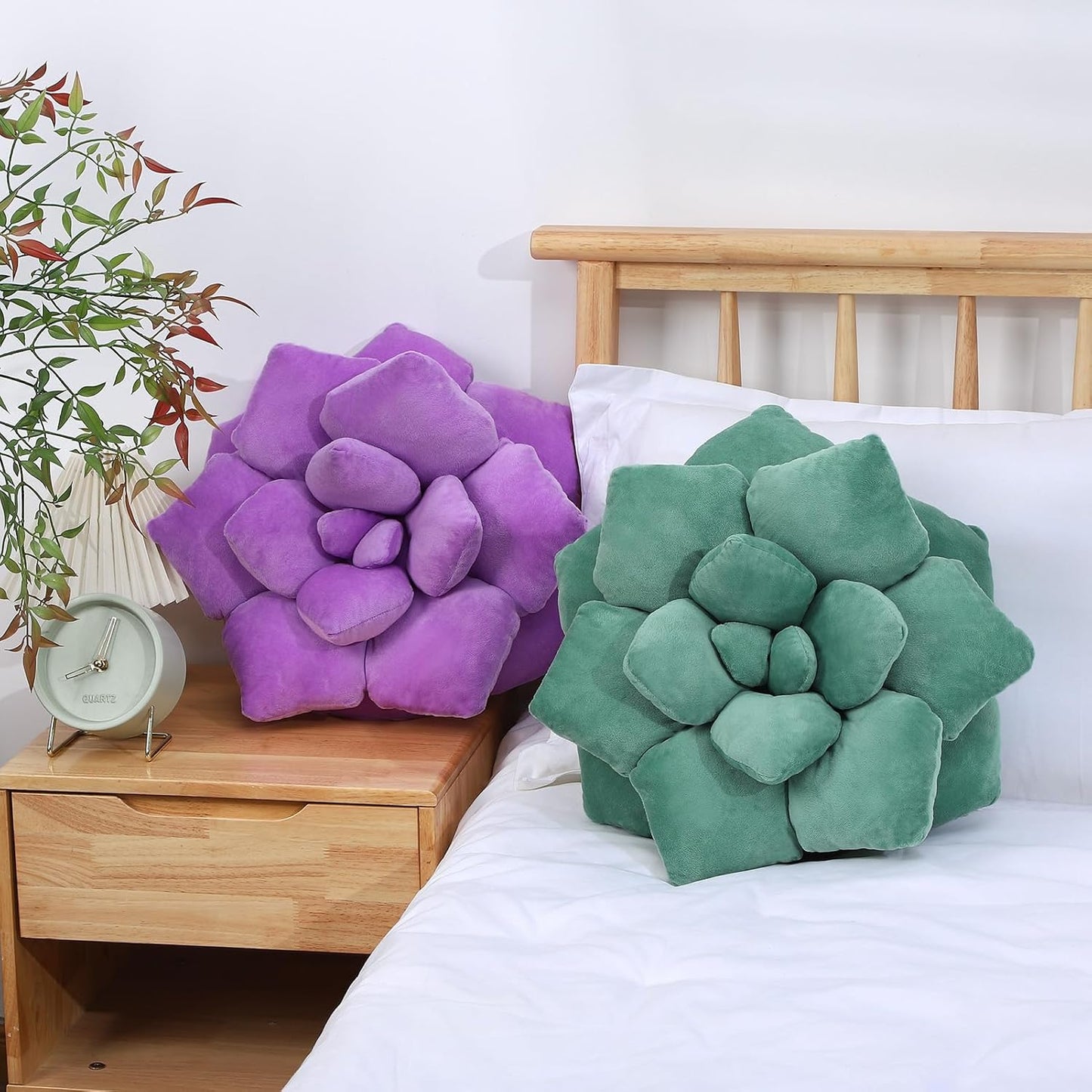 Fleshy Greenery Plush Cushion – Hand-Stitched 3D Flower Throw, Botanical-Shaped Accent for Bedroom, Living Room, and Home Décor,19.68" (50CM)