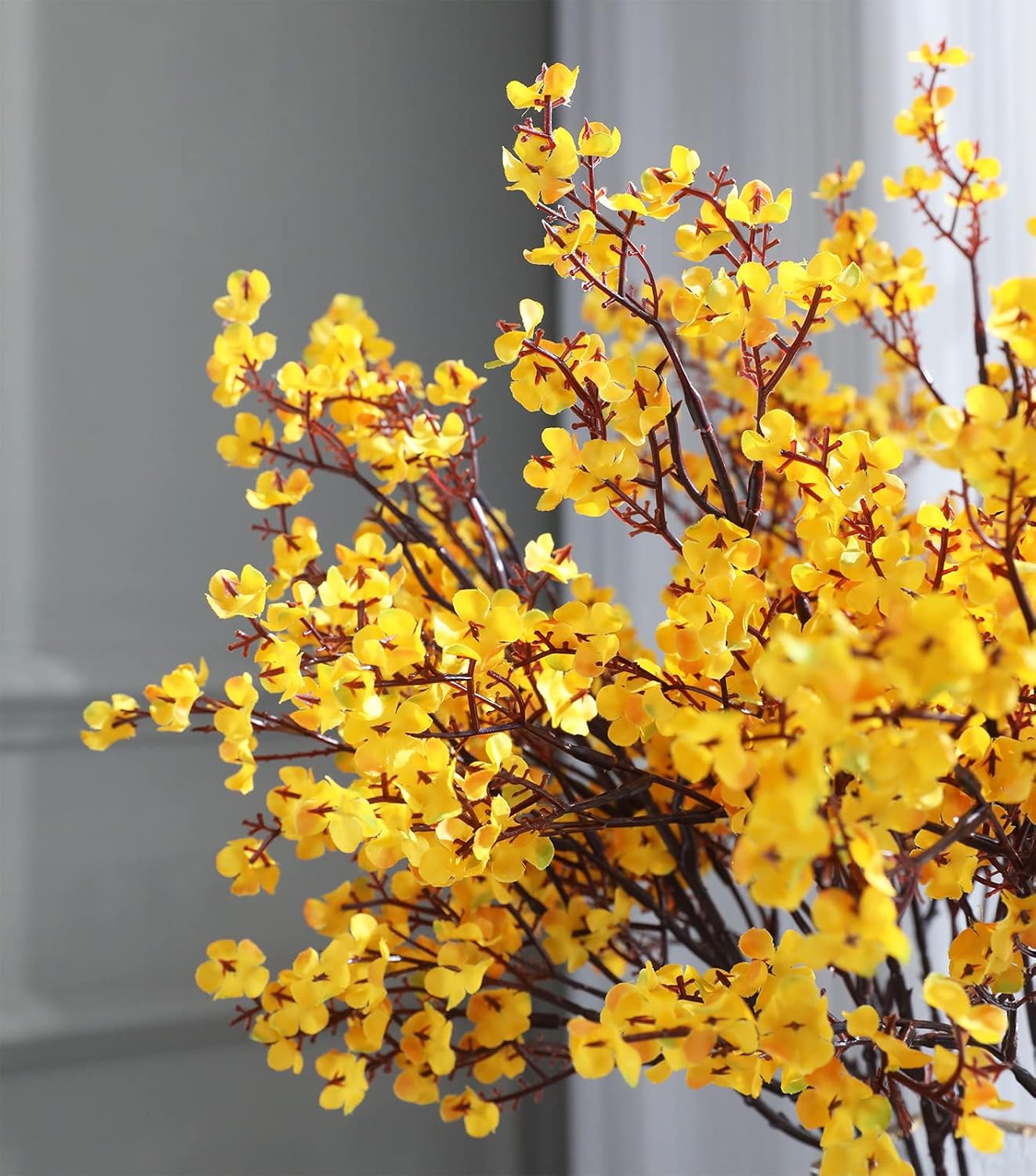 Hananona 10 Pcs Artificial Babys Breath Flowers Orange Fake Silk Gypsophila Flowers for Fall Floral Arrangement Autumn Table Centerpieces Home Decor (10, Orange)