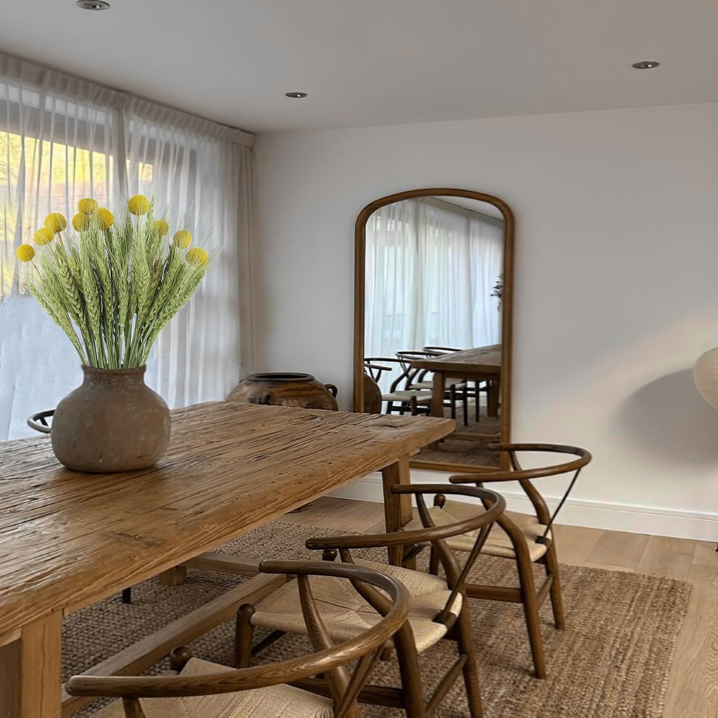 CISDUEO 60 Pcs Dried Wheat Stalks Bundle Natural Dried Flowers Craspedia Billy Balls Flowers Billy Buttons Dried Floral Bouquet Arrangements for Wedding Party Table Centerpiece Decor Farmhouse DIY