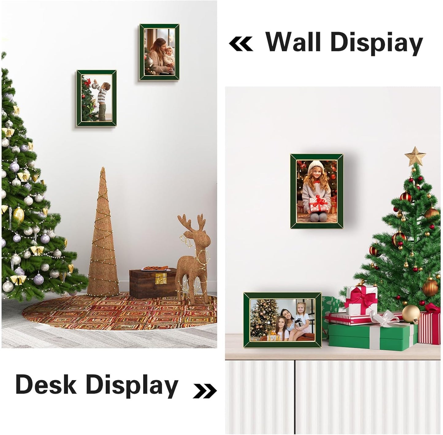 Frametory Enamel Picture Frame - 4x6 Gold Metal Edge Green Enamel Picture Frame With Easel and Velvet Back for Tabletop Display, Bookshelf, 4x6 Wall Decoration, Photo Frames-2 Set