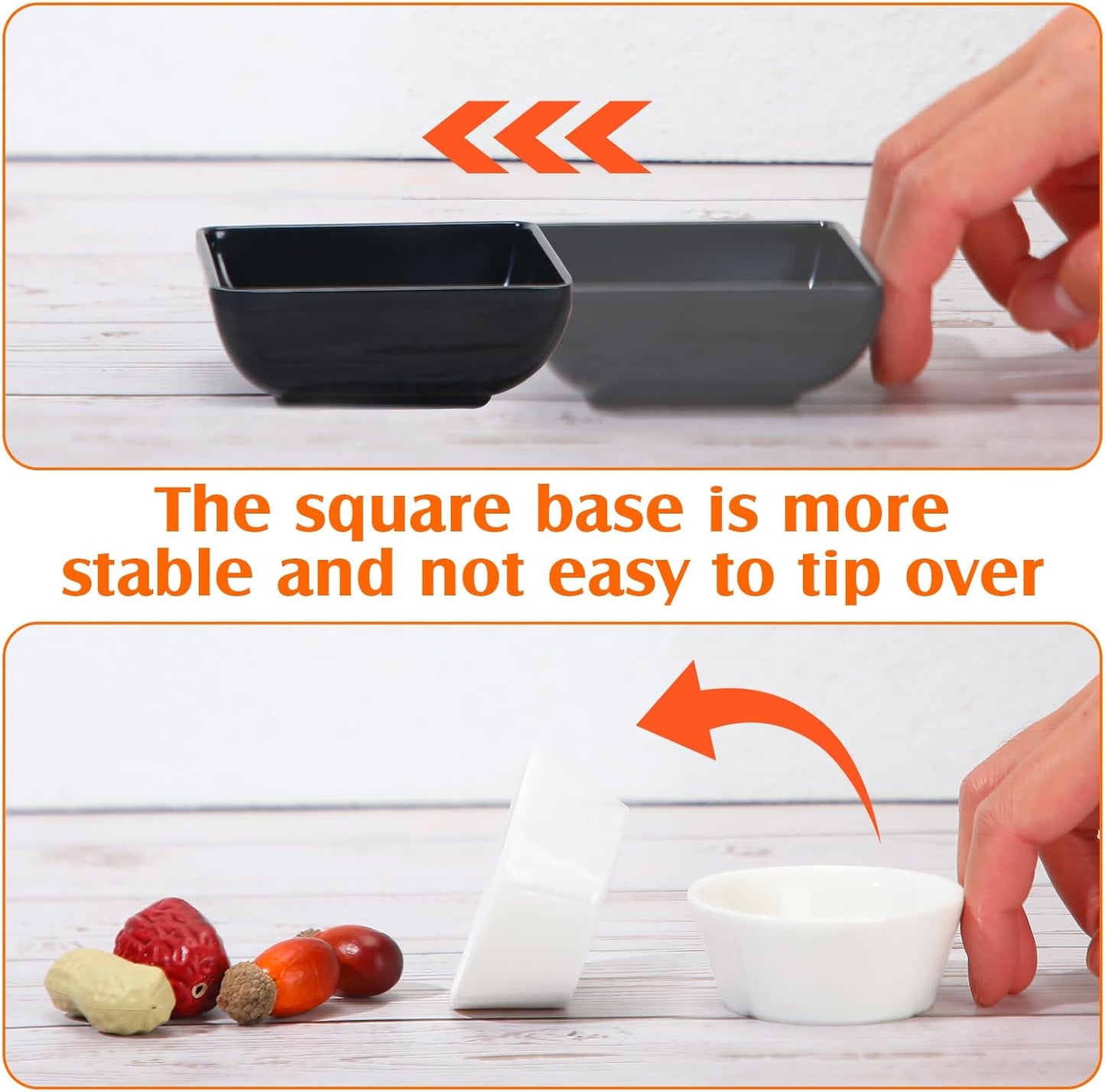 Domensi 24 Pcs Dipping Sauce Bowls, 3 oz Soy Sauce Dishes Dip Bowls Set for Tomato BBQ Ketchup Sushi and Other Party Supply Dinner(Black)