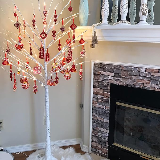 Twinkle Star Lighted Birch Tree 6 Feet 96 LED for Home Wedding Festival Party Christmas Decoration
