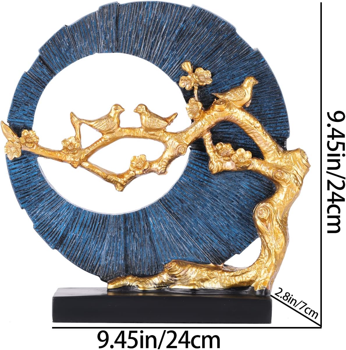 Gold Bird Statue Decor, Gold and Blue Home Decor, Bird Sculpture Home Decor for Bookshelf Office Shelf On Shelf Coffee Table TV Cabinet Entryway Entryway Decor.