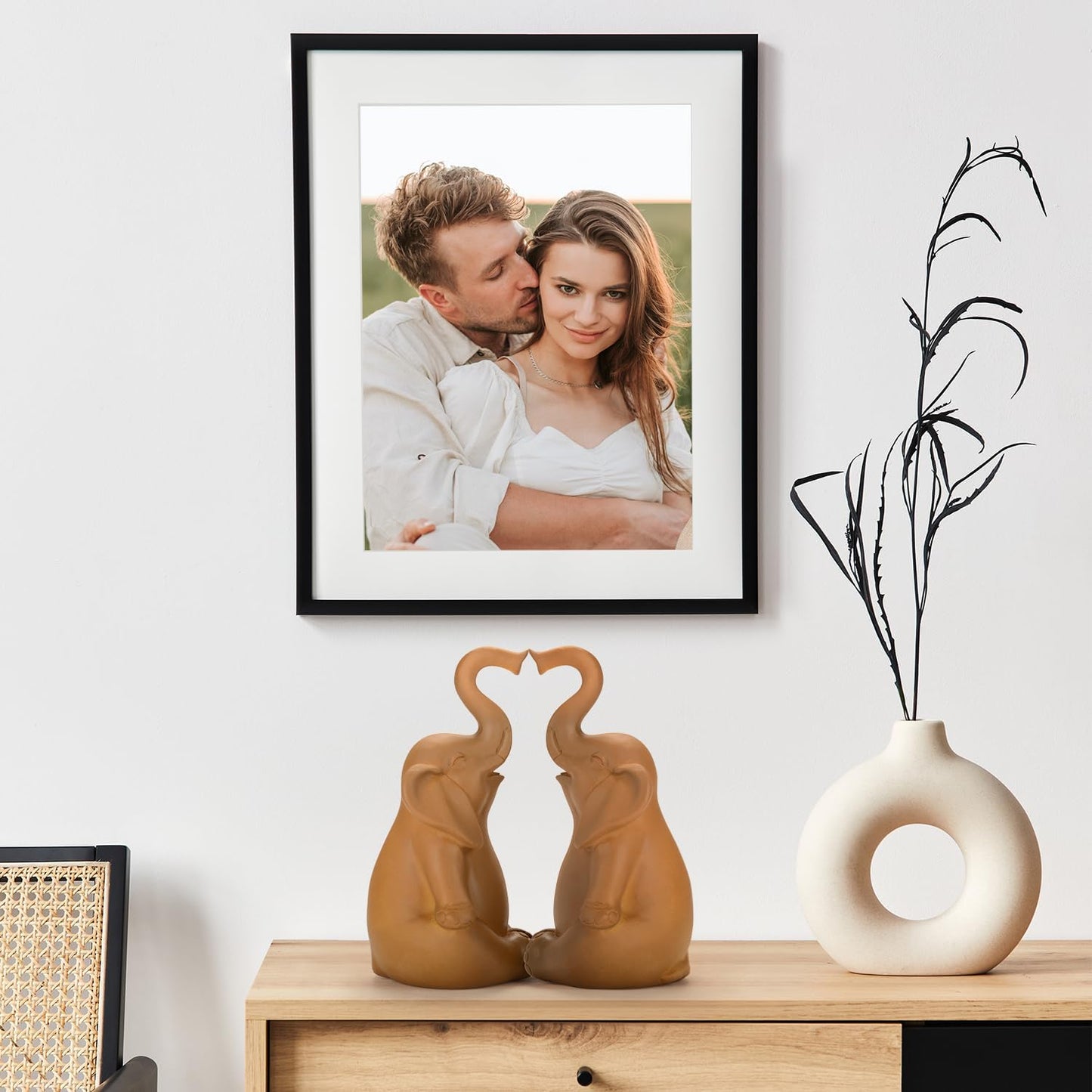 Loving Pair of Elephants, Elephant Statues for Home Decor, Elephant Figurines for Shelf, Table or Living Room, Symbol of Love and Harmony, Gift for Women, Mom