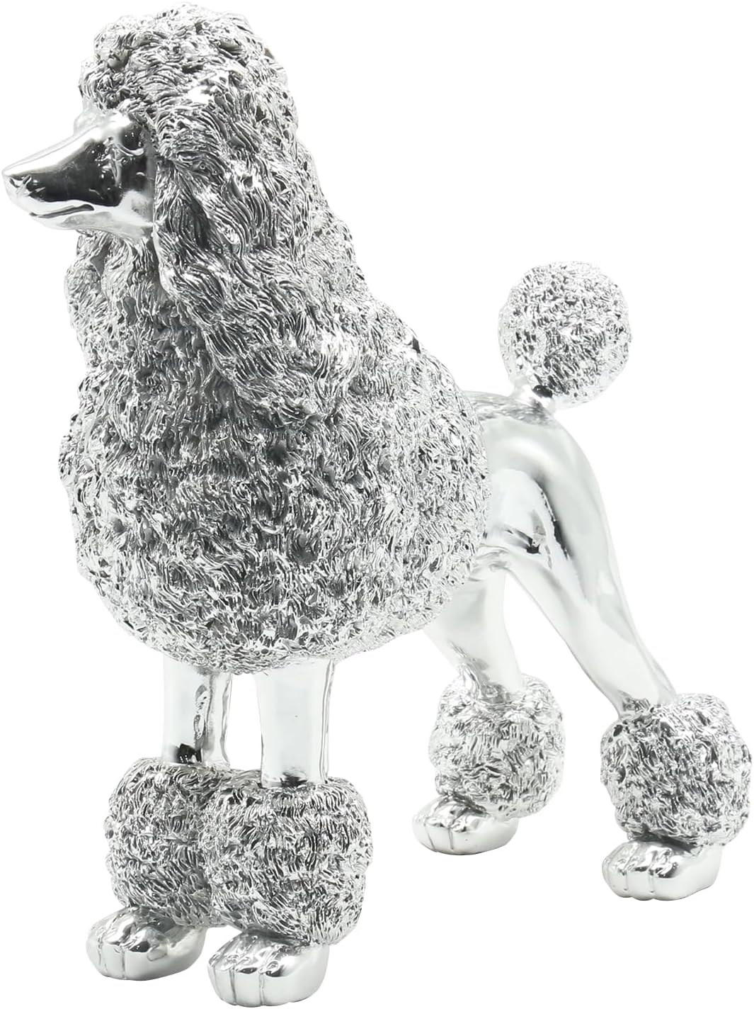 Lukitas Standing Sliver Poodle Sculpture Decor, Decorative Dog Statue, Animal Ornament for Garden Home, Resin 10''