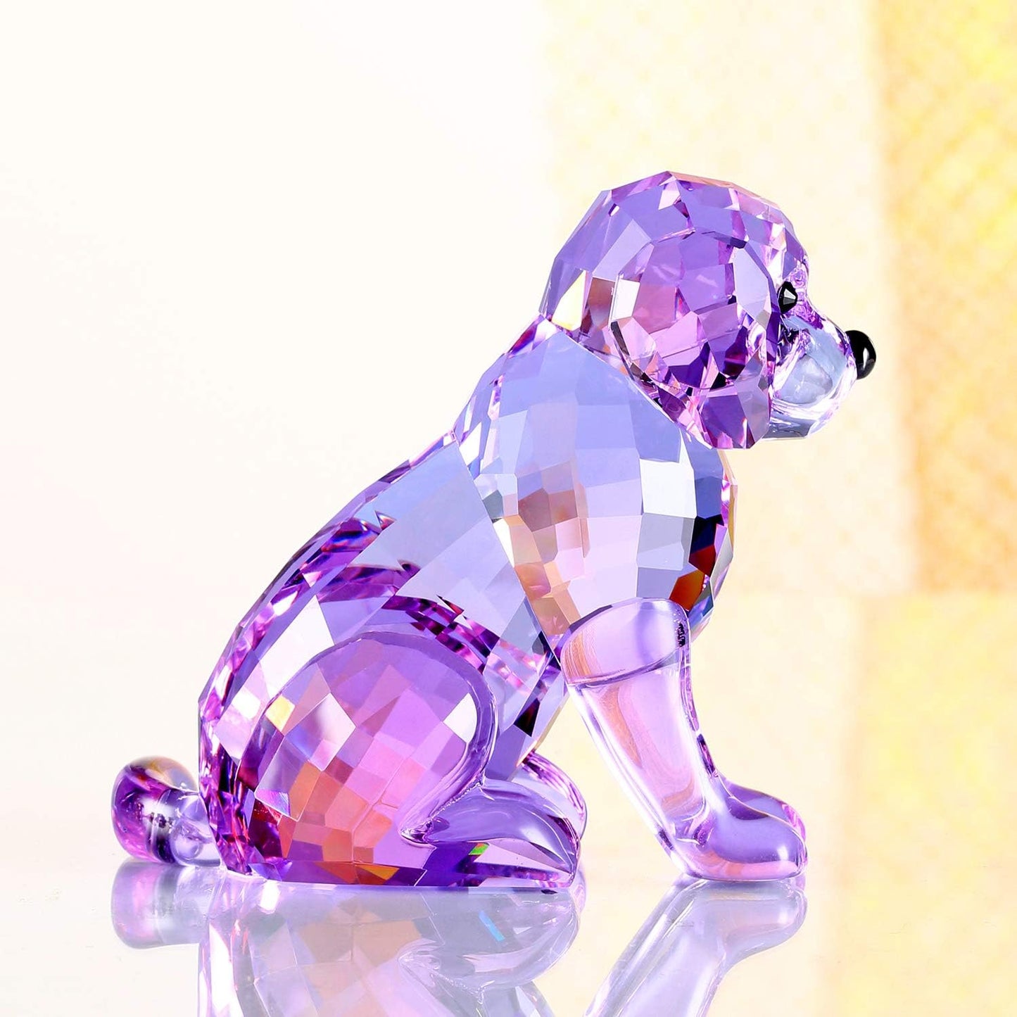 Crystal Labrador Dog Puppy Figurine Animals Lovely Craft Home Decor Ornaments Collectible Birthday Gifts (Purple)