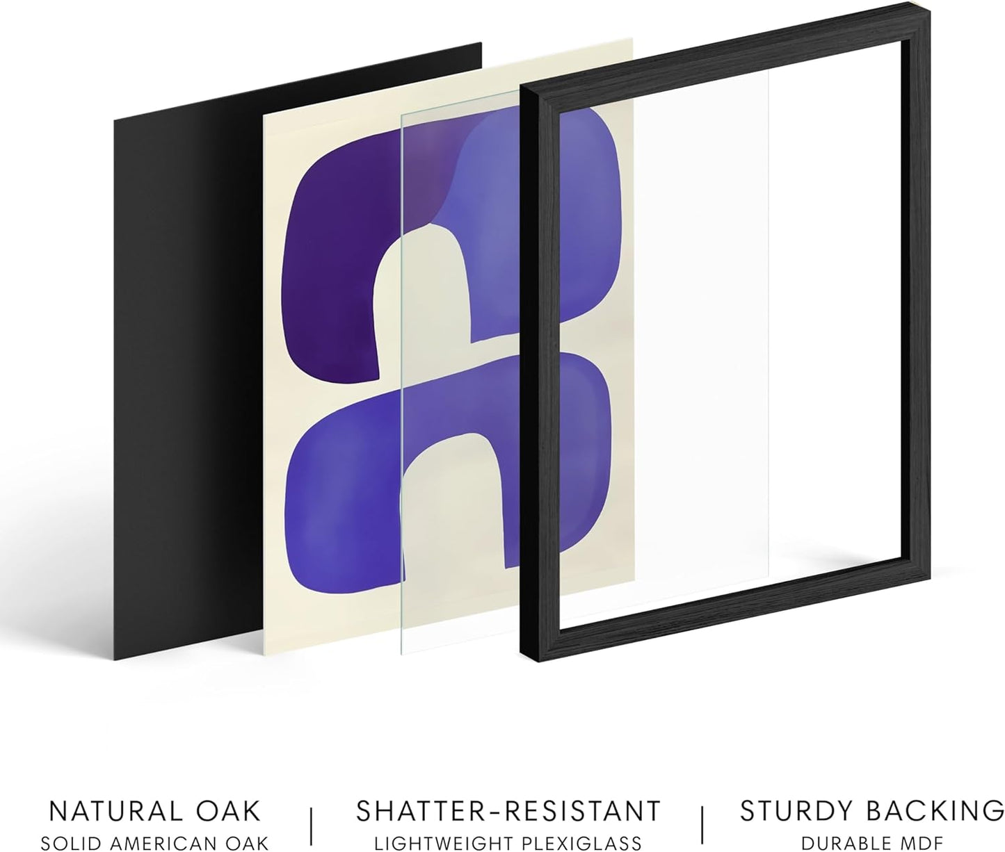 HAUS AND HUES Modern Abstract Wall Art - Blue and Green Living Room Art, Modern Artwork for Walls, Minimalist Picture for Living Room(Blue Tribal Shapes, Black Frame, 24x36)