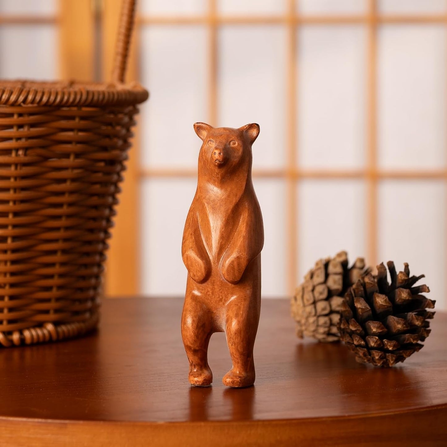 Handcrafted Resin Bear Figurine - 4-Inch Standing Bear Statue for Rustic Cabin Lodge Decorations - Unique Polar Gifts for Home - Smooth Texture & High Durability - Decorative Sculpture