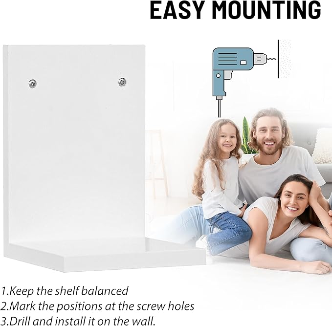 Small Wall Shelf,L-Shaped Small Floating Shelves for Plants Speaker Table Lamp Display,Wooden Ledges Indoor Modern Midcentury Decorative for Gallery Living Room Bedroom Porch,Pine,2 Pack(White)