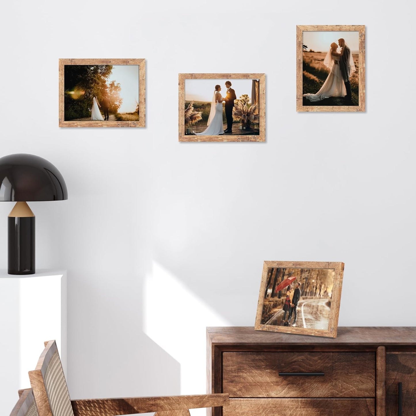 iRahmen 8.5x11 Picture Frame Set of 2, Rustic Brown Certificate Frame with High Definition Real Glass, Wood Photo Frames 8.5 by 11 Diploma Document for Wall Hanging and Tabletop Display