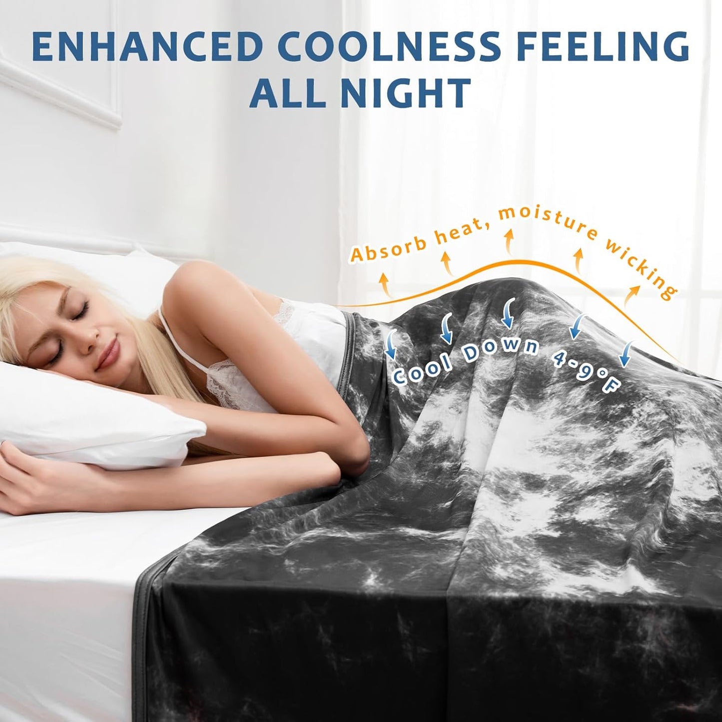 Marchpower Arc-Chill Cooling Blanket for Hot Sleepers King Size, Double-Sided Cooling Fabric Q-Max>0.5, Tie Dye Summer Blanket Cold Blankets for Sleeping