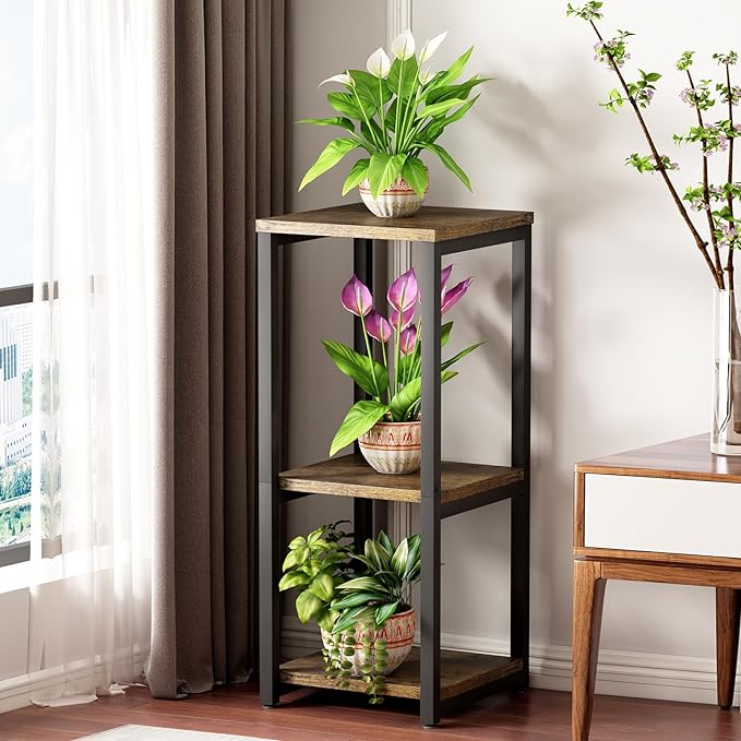 Plant Stand Indoor Corner Tall 3 Tier Metal Modern Flower Storage Plant Shelf Holder for Living Room Balcony Garden,Black (3 Tier-Black)