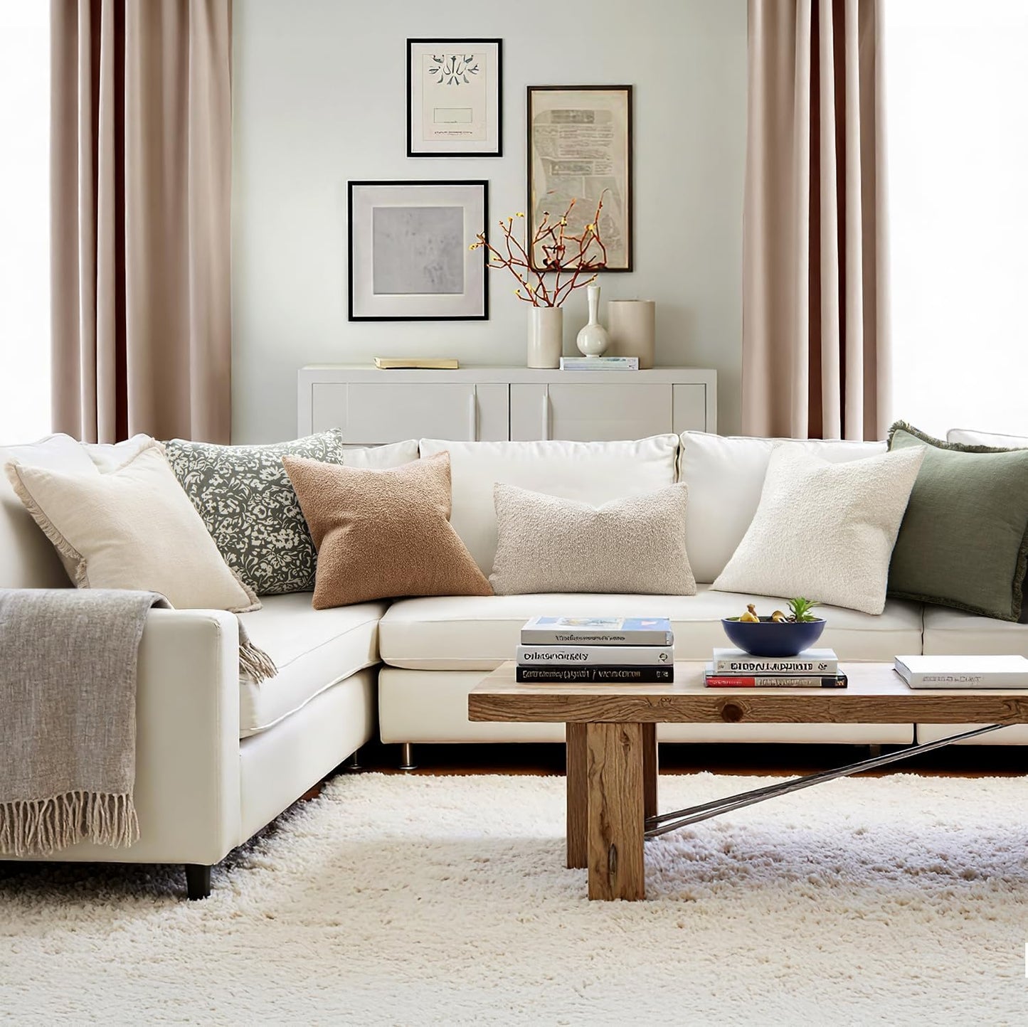 MIULEE 18x18 Inch Christmas Decorative Pillow Covers for Couch Bed Set of 2 Textured Boucle Neutral Winter Throw Pillows Natural Beige Accent Solid Cushion Pillowcases Sofa Livingroom Home Decor