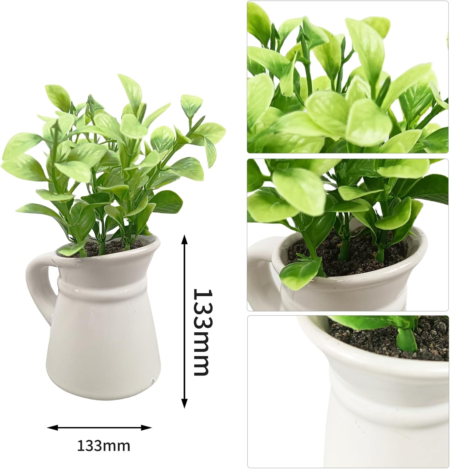 Cutepet 3 Pack Artificial Plants Small Fake Plants, Mini Faux Plants Indoor/Outdoor Potted Plant,Artificial Greenery for Home Office Bathroom Table Decoration