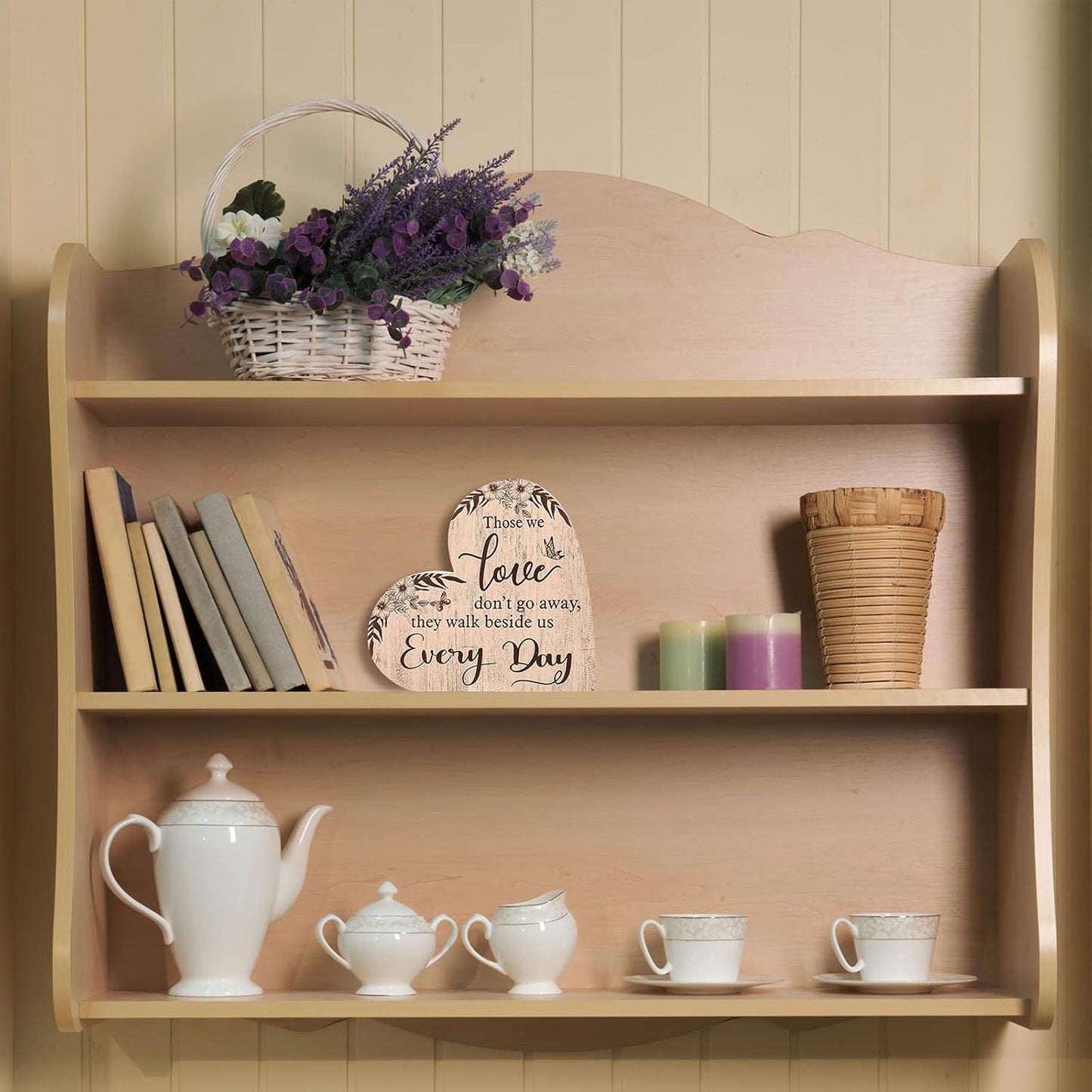 Jetec Sympathy Gift Memorial Wooden Heart for Loss of Loved One Remembrance Bereavement Decor Condolence Sign for Grief Father Mother Son Brother, 6. 3 x 6 x 0. 7 Inches(Simple Style)