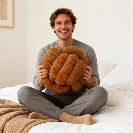 Knot Pillow Ball Plush - Decorative Throw Pillows for Bed Relieve Stress, Round Knot Cushion for Sofa Decor Pet Toy, Brown 12 inch