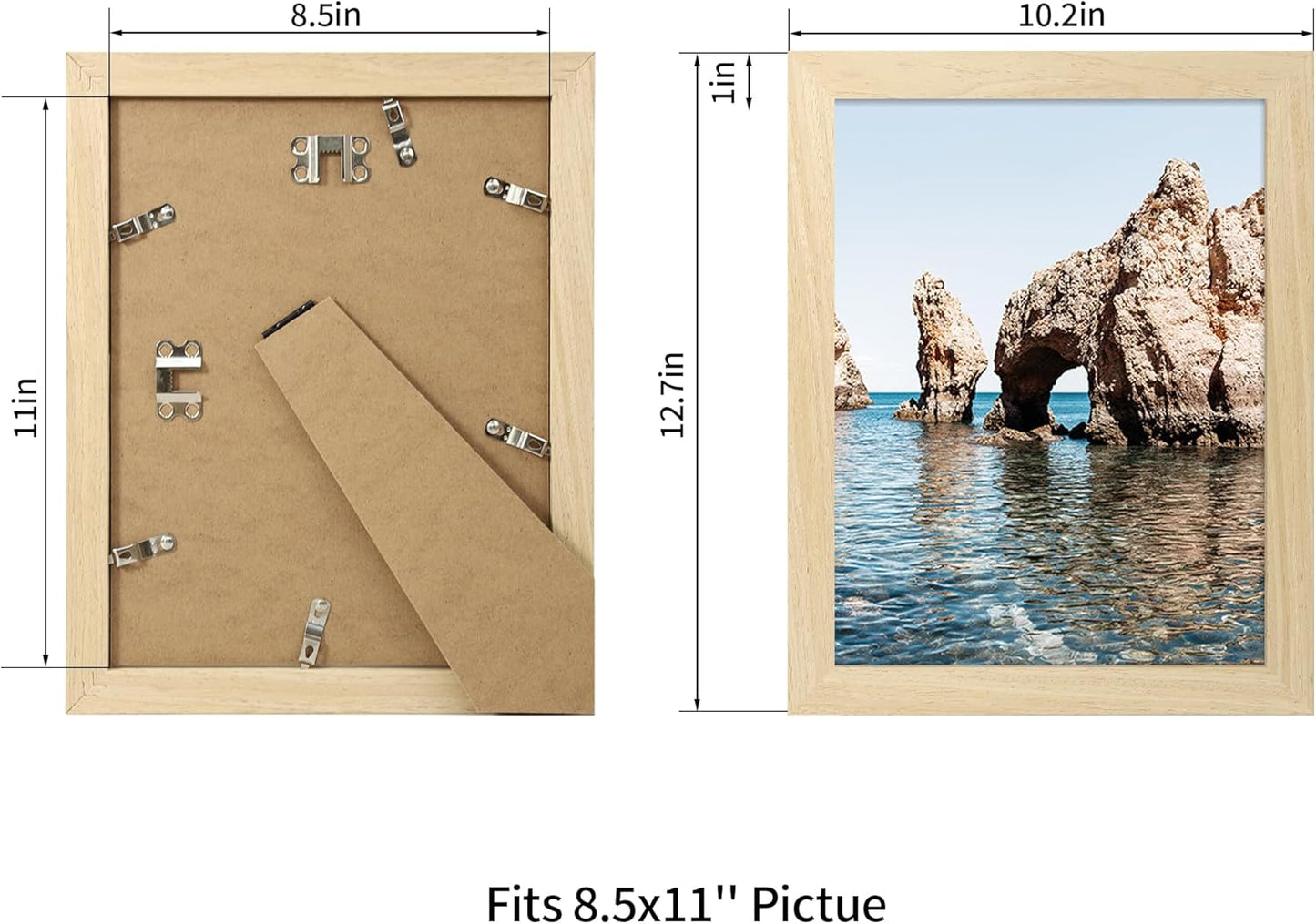 iRahmen 8.5x11 Picture Frame Set of 2, Wood Certificate Frames with Real Glass, Photo Frames 8.5 by 11 Diploma Document for Wall Hanging and Tabletop Display