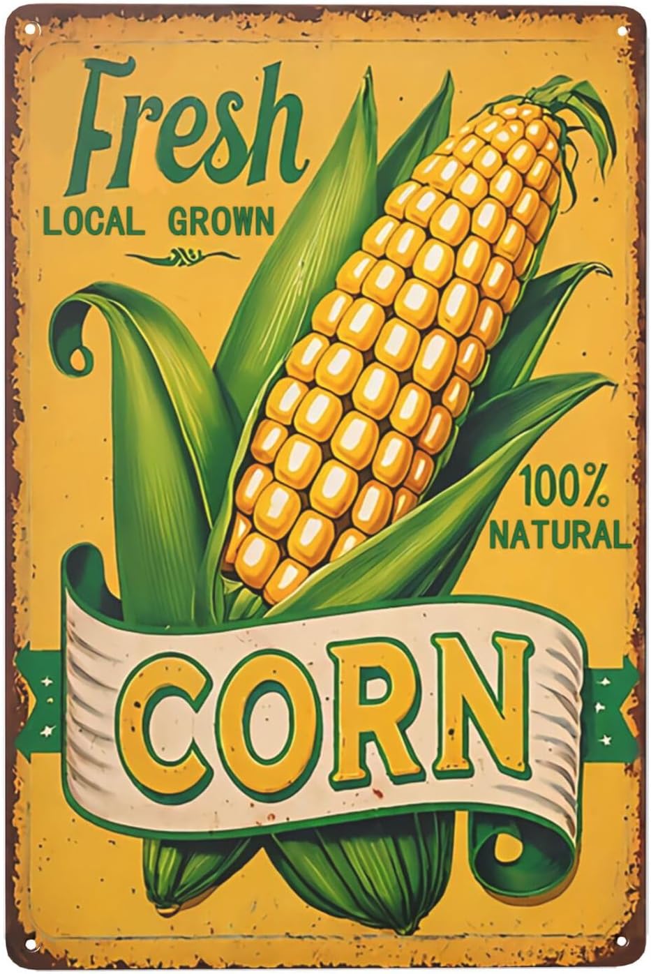 Corn Vegetable Garden Metal Tin Sign, Retro Iron Fresh Corn Sign, Suitable for Hamburgers, Fast Food, Bakeries, Cafes, Restaurants, Convenience Stores, Shops,Home,Supermarket Decor